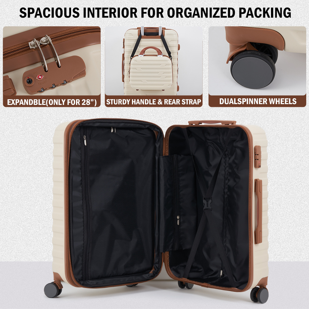 2024 New Combination Suitcase USB Charging Port with Cup Holder Large Capacity Trolley Case Travel Luggage Rugged Lockbox