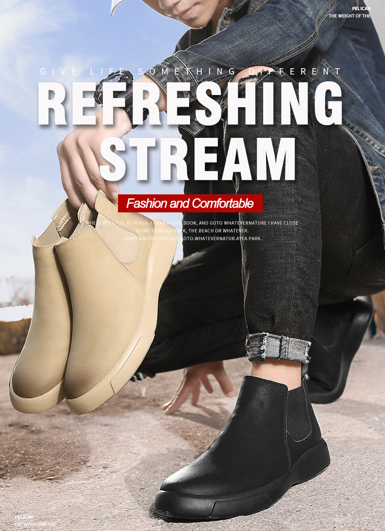 Fashion Basic Genuine Leather Ankle Boots for Men