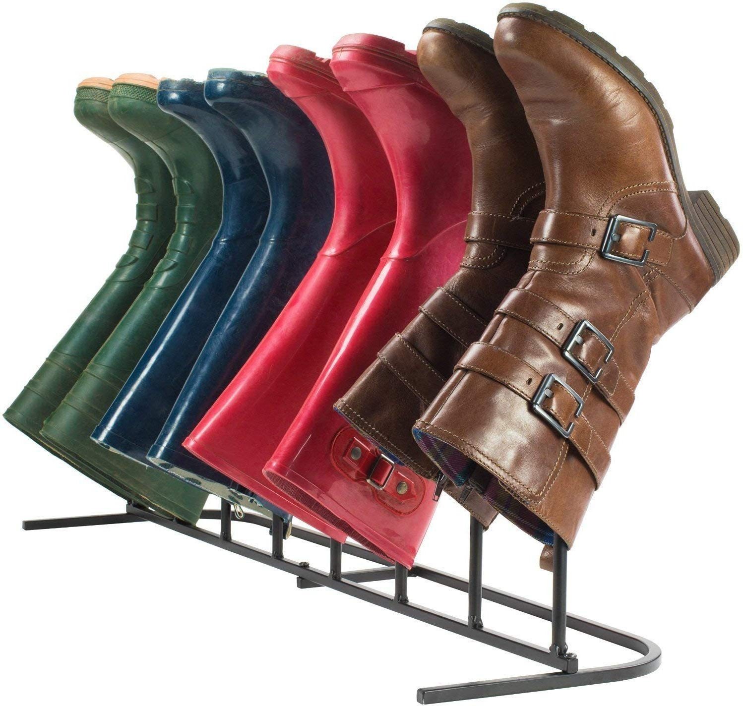 Freestanding Boots Organizer Metal Boots Holder Fit Storage for 4 Pairs Shoes and Boots Rack