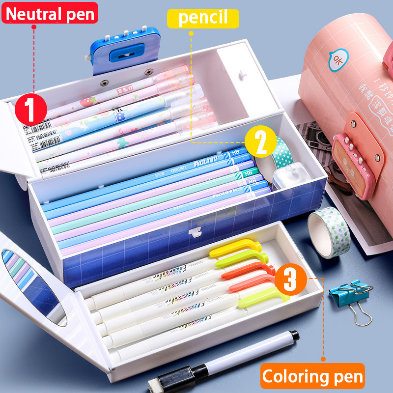 Large Capacity Cartoon Stationery High Quality School Gift Password Lock Stationery Box Multi-functional Children Pencil Case