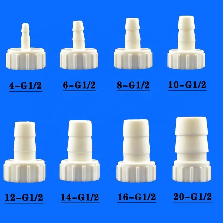 Plastic 4mm 6mm 8mm 10mm 12mm 14mm Barb Tail Connector  1/2