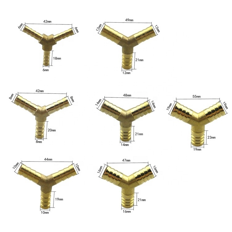 Brass Pipe Fittings Hose Barb 4 way connector For hose copper Pagoda Water Tube Fittings