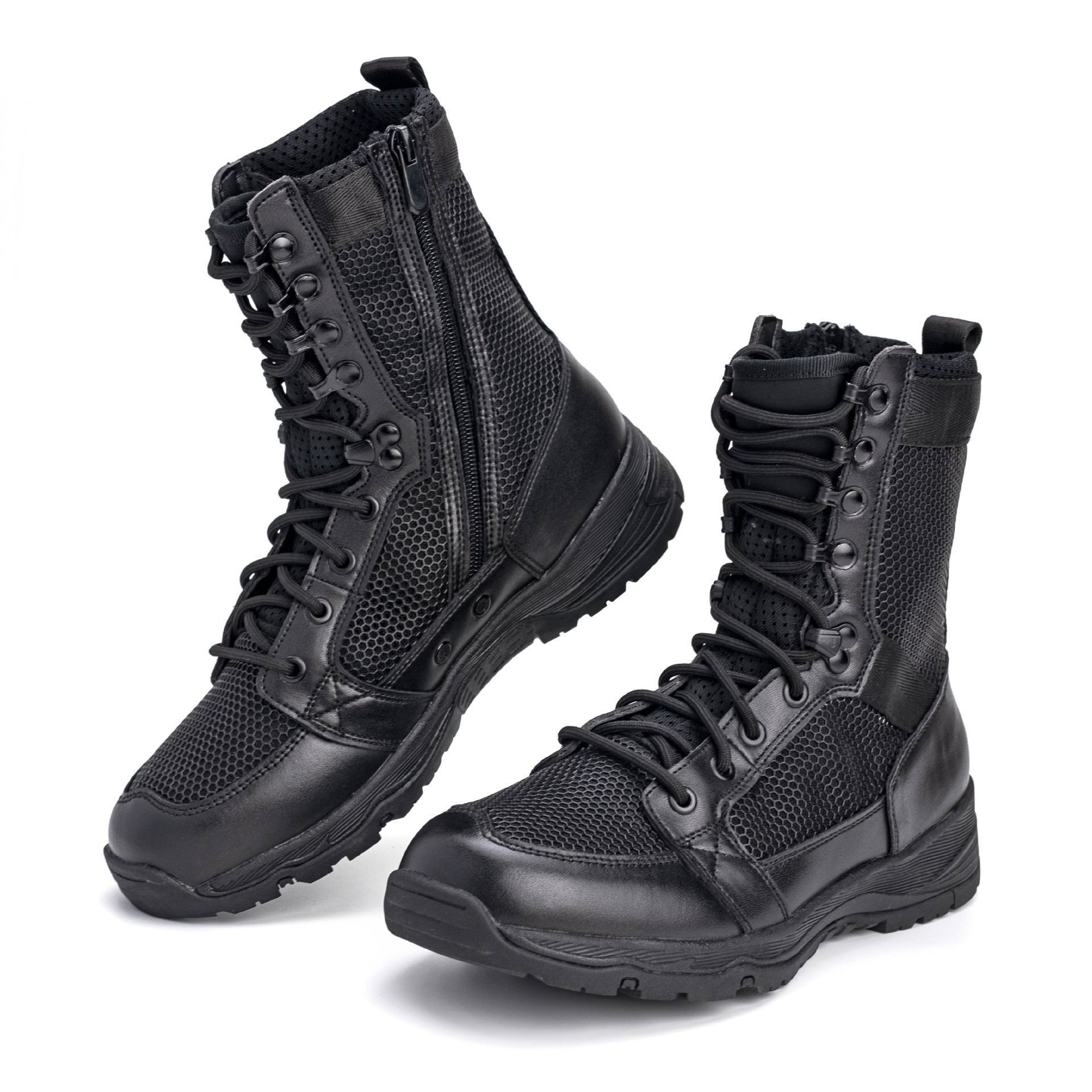 Leather Mid Cut Outdoor Black Mens Tactical Ankle Desert Steel Toe Safety Black Combat Hiking Shoes Boots For Men Women