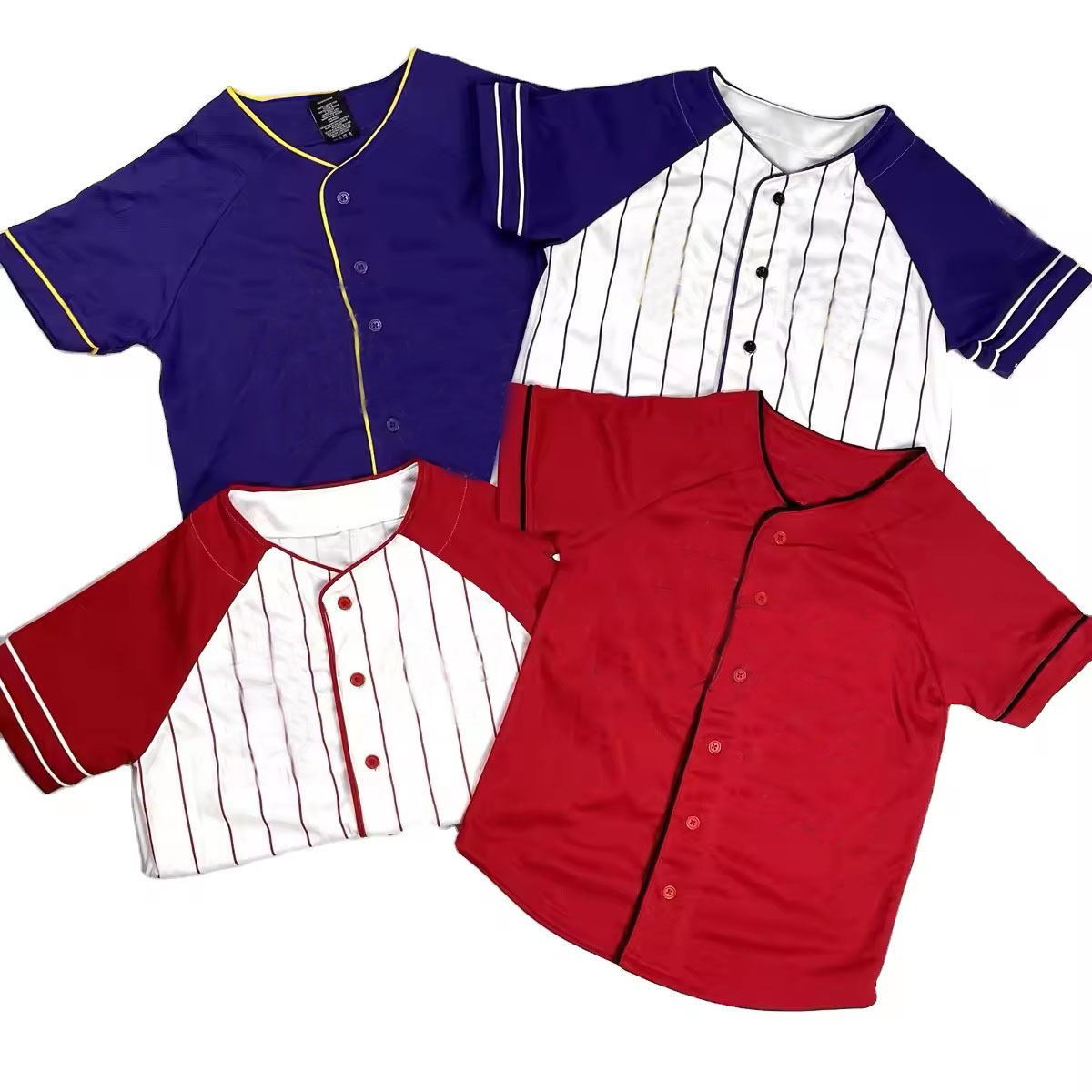 Custom Blank Baseball Jersey for Men Wholesale Casual Button Down Youth Shirts Short Sleeve Team Sports Baseball Uniform