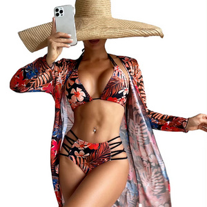 2024 New Popular Multicolor Printed Fashionable and Sexy Bikini Three Piece Women's Swimsuit