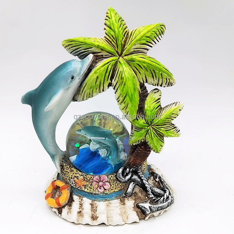 Custom Florida mini snow globe dolphin Miami turtle palm tree snowglobe ocean water globe nassau bahamas souvenirs