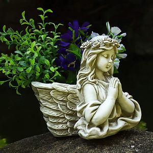 balcony Garden Memorial Potted Angel Bust Garden Statue Planter with Hands Clasped for Patio Lawn Yard Art Cemetery Grave decor