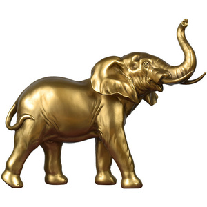 Elephant Decorative Sculpture Housewarming Golden Resin Elephant Statues Home Office Decor Wealth Lucky Elephant Figurines