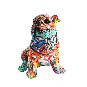 Custom bulldog sculpture Hot Sale Creative Trendy Colorful Dog Ornaments Cute Resin French Bulldog Statue For Home Decoration