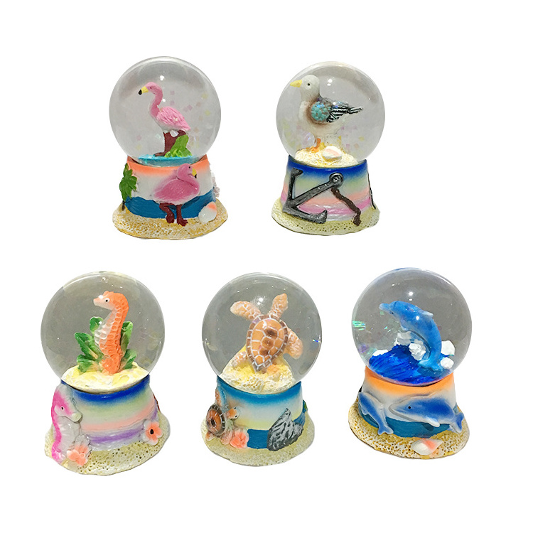 Custom Florida mini snow globe dolphin Miami turtle palm tree snowglobe ocean water globe nassau bahamas souvenirs