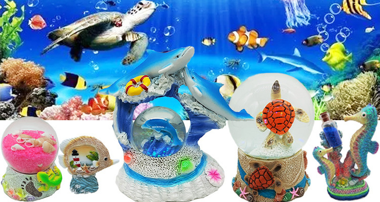 Custom Florida mini snow globe dolphin Miami turtle palm tree snowglobe ocean water globe nassau bahamas souvenirs