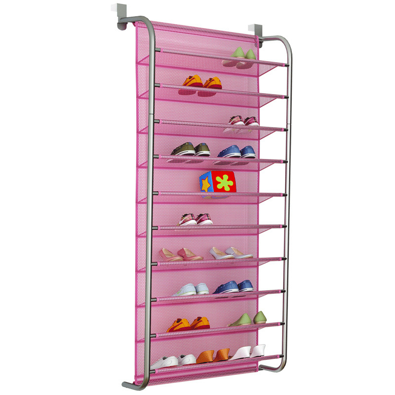 Latest 54 pairs metal shoes storage rack wall mounted over the door shoe rack for home