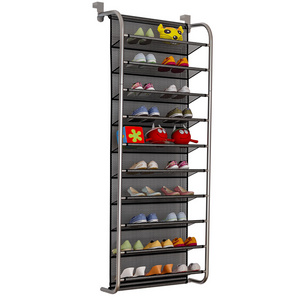 Latest 54 pairs metal shoes storage rack wall mounted over the door shoe rack for home