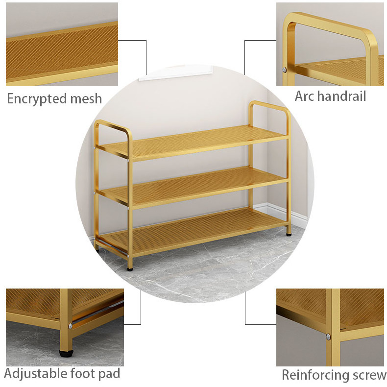 Multifunctional 3 Tier Metal Shoe Rack Store Adjustable Shoe Display Rack Home Space Saving Storage Shoe Rack