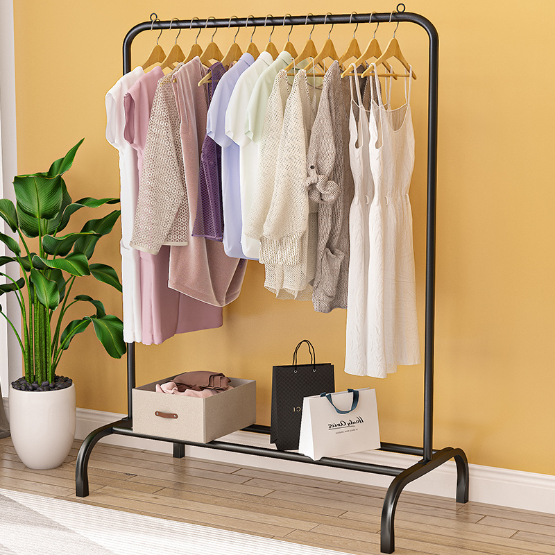 Multifunctional Bedroom Furniture Metal Perchero Simple Floor Drying Rack Movable Clothing Display Rack Hanging Coat Rack