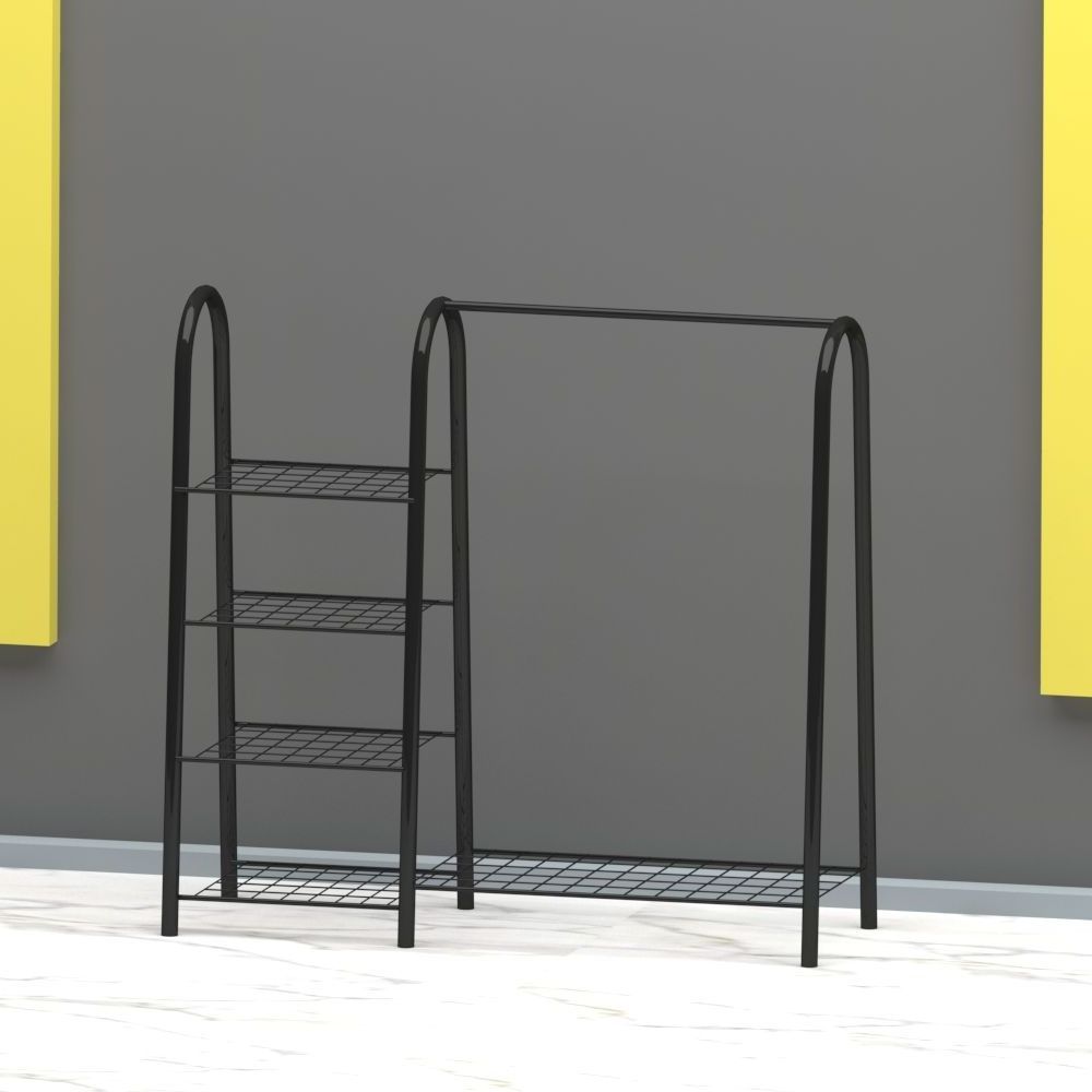 wholesales Indoor clothes shop simple metal hanger shoe bag storage rack children's iron coat rack coat stand perchero