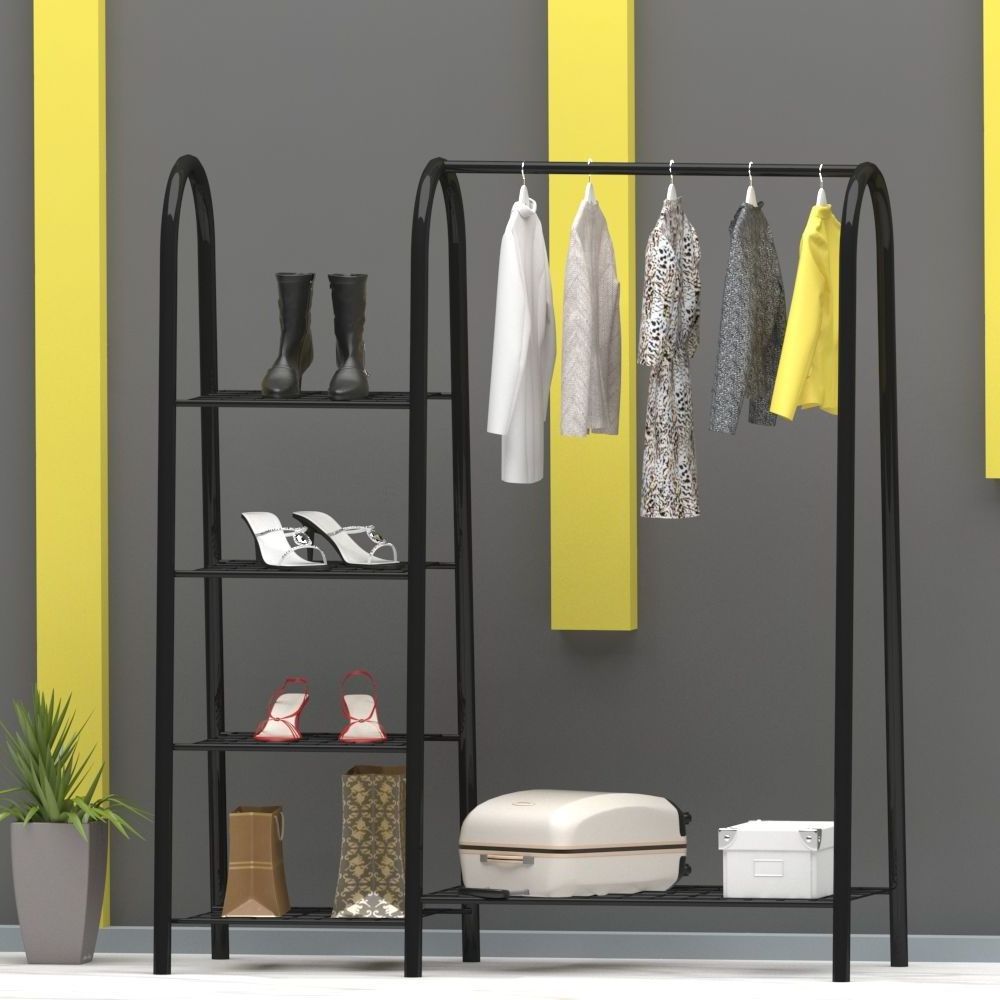 wholesales Indoor clothes shop simple metal hanger shoe bag storage rack children's iron coat rack coat stand perchero