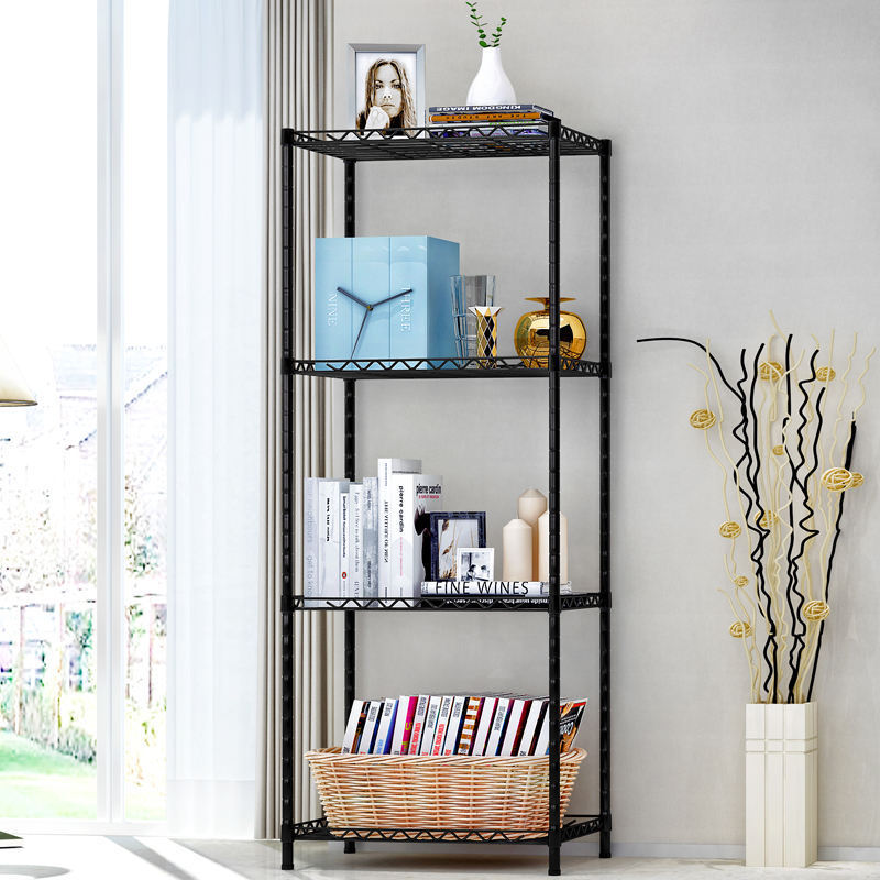 Garage Kitchen Black Wire Shelving Shelf Rack 4 Tier Heavy-Duty Adjustable Wire Shelving Storage Unit Metal Storage Rack