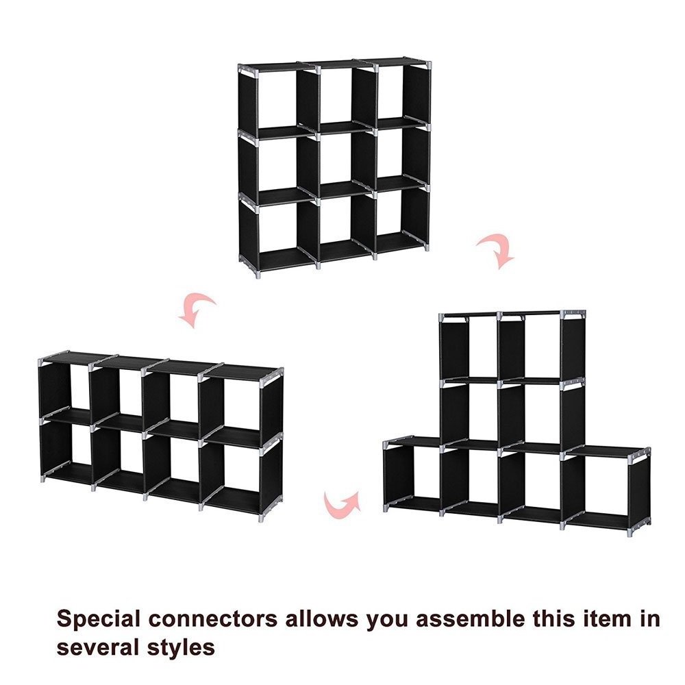 Wholesale Kids Simple Plastic Bookshelf Storage Cabinet Living Room Black DIY Shelf Bookcase