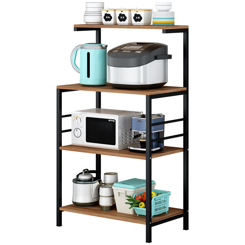 Wholesales Custom Wooden Microwave Rack Appliance Rack Corner Shelf Kitchen 4 Layers Storage Rack