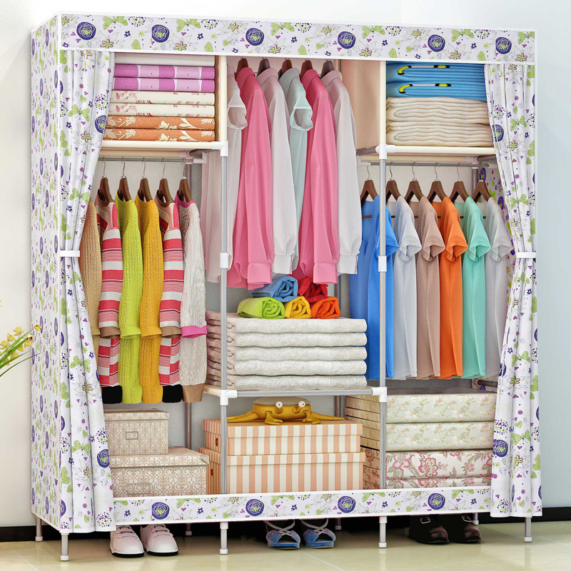 Suoernuo Cheap Clothes Cabinet Fabric Wardrobe Closet Small Size Wardrobe Wooden Almirah Designs In Bedroom Wall