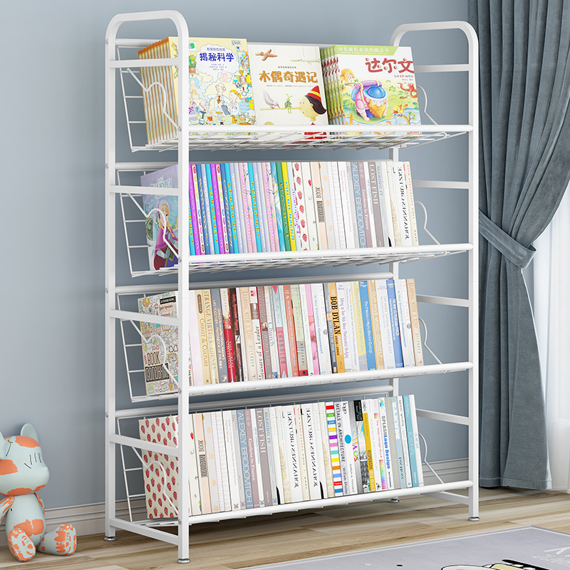 Nordic style minimalist bedroom bookshelf library 4-layer shelf book display rack bookcase cabinet