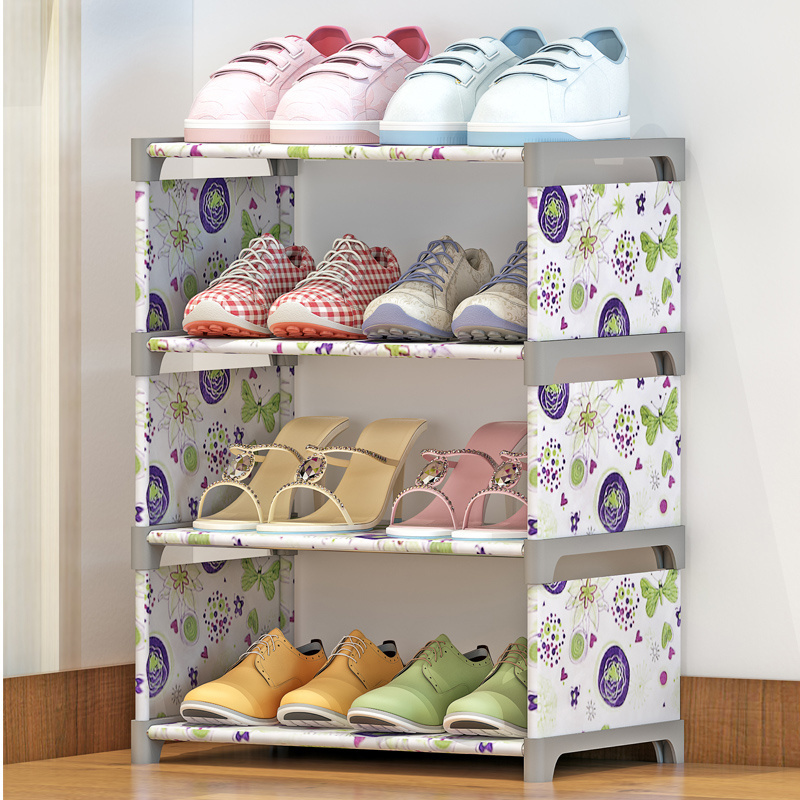 Portable Folding Metal Shoe Racks Multilayer Non Woven Fabric Combination Dustproof Simple Shoes Shelf Storage Cabinet Scarpier