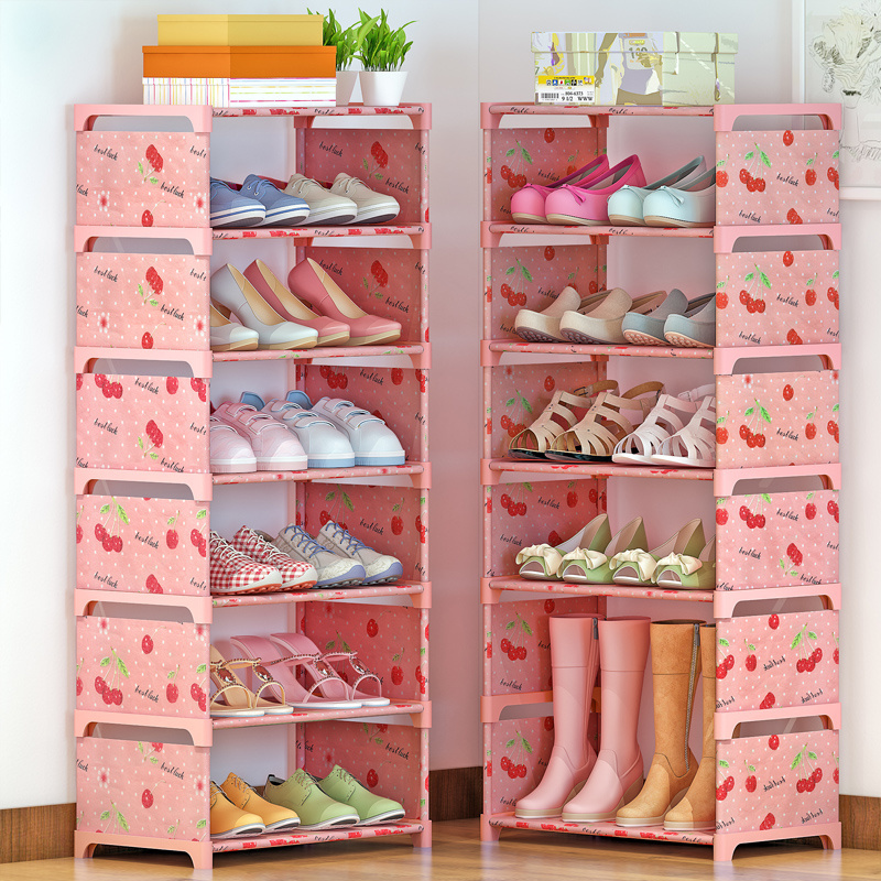 Portable Folding Metal Shoe Racks Multilayer Non Woven Fabric Combination Dustproof Simple Shoes Shelf Storage Cabinet Scarpier