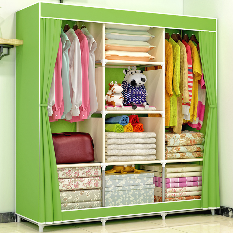 Home portable easy assembly foldable fabric wardrobe closet movable wardrobe