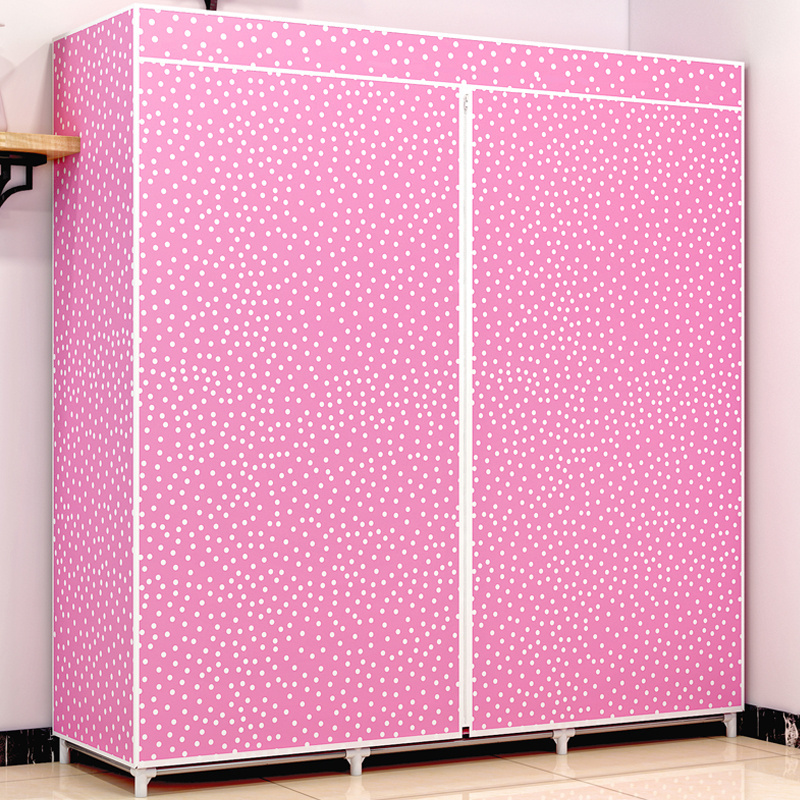 Home portable easy assembly foldable fabric wardrobe closet movable wardrobe