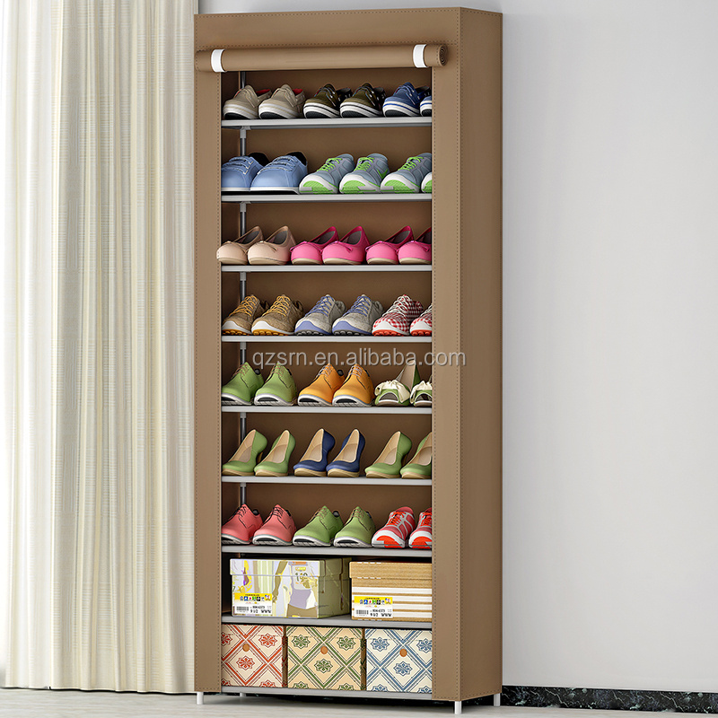 China suppliers 9-titer shoe racks waterproof shoe rack with non-woven fabric high capacity-hallway shoe organiser