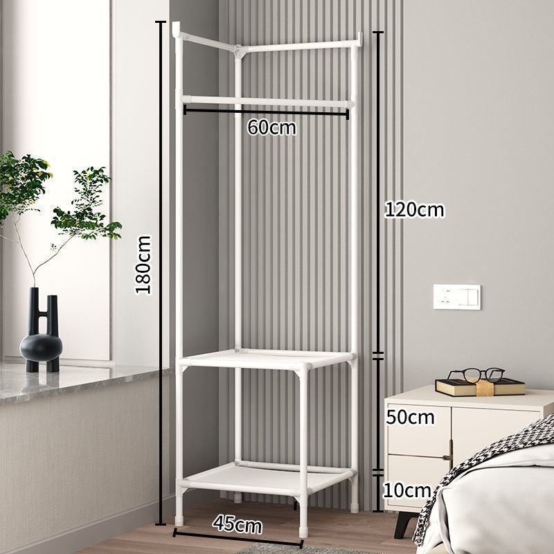 Bedroom corner standing coat rack porch hanger coat rack with 3 layer non-woven storage compartment perchero