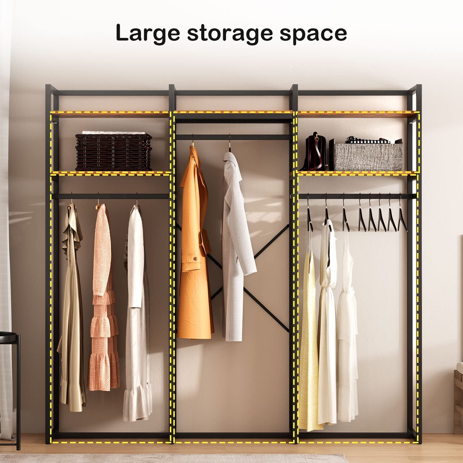 Wholesales 2 Tiers Shelves 3 Rod Clothes Rack FreeStanding Rack Organizer Storage For Hanging Clothes And Storage Garment Racks