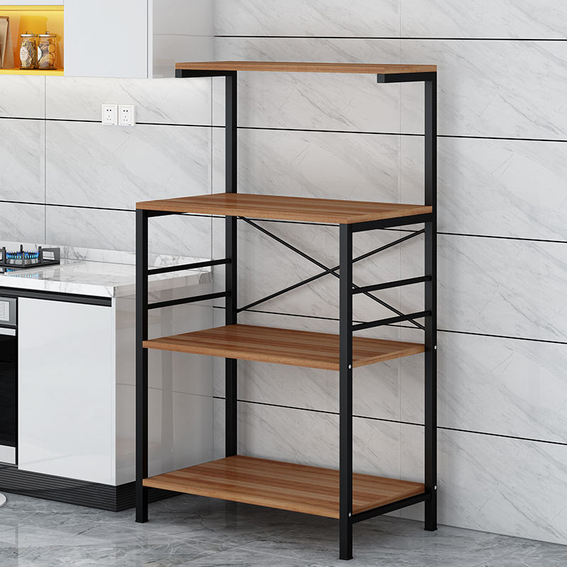 Wholesales Custom Wooden Microwave Rack Appliance Rack Corner Shelf Kitchen 4 Layers Storage Rack