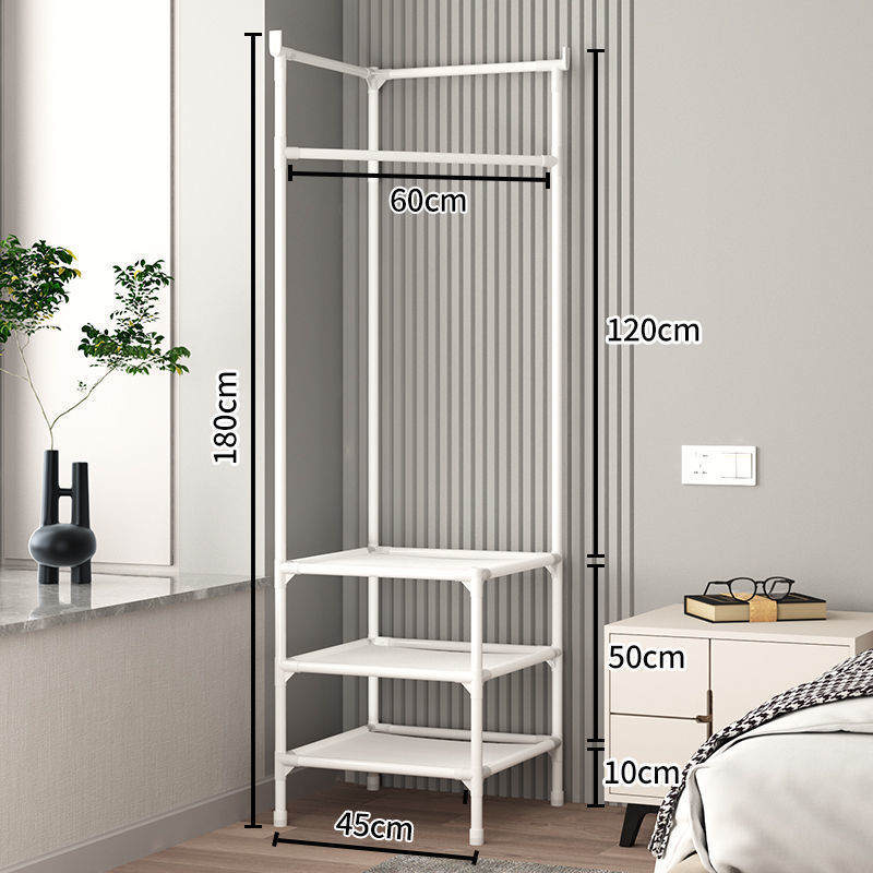 Bedroom corner standing coat rack porch hanger coat rack with 3 layer non-woven storage compartment perchero