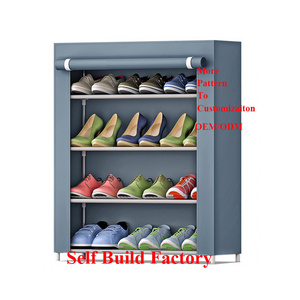 Dustproof Covered Closet Storage 4-tier Shoe Racks  Assembly Shoe Rack Fabric Shoe Organizer Cabinet