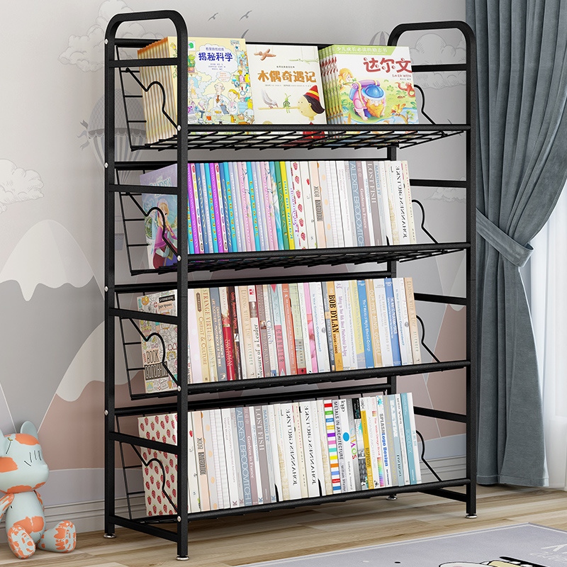 Nordic style minimalist bedroom bookshelf library 4-layer shelf book display rack bookcase cabinet