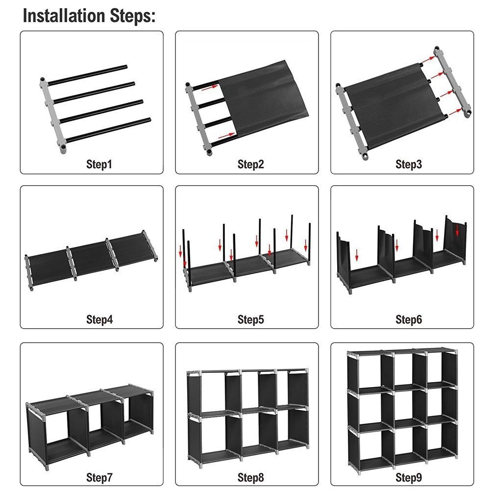 Wholesale Kids Simple Plastic Bookshelf Storage Cabinet Living Room Black DIY Shelf Bookcase