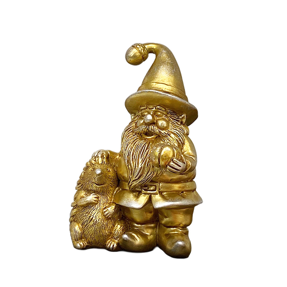 New design garden Gnome statue resin dwarf with hedgehog squirrel funny garden autumn decoration resin mold Christmas ornaments