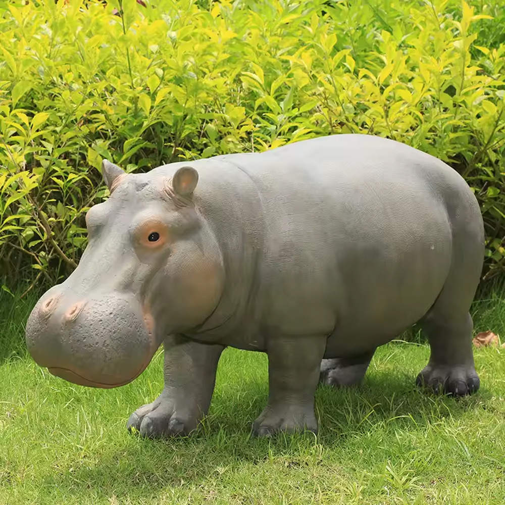 customized theme park decoration fiberglass animal large hippo sculpture resin craft fiberglass elephant giraffe statue for sale