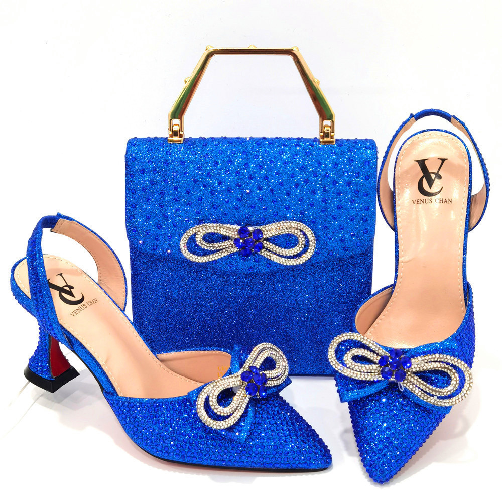 Women's Party High Heels Paired with Handbag Show Pointed Single Shoes Italian Style matching women's shoes and bag set