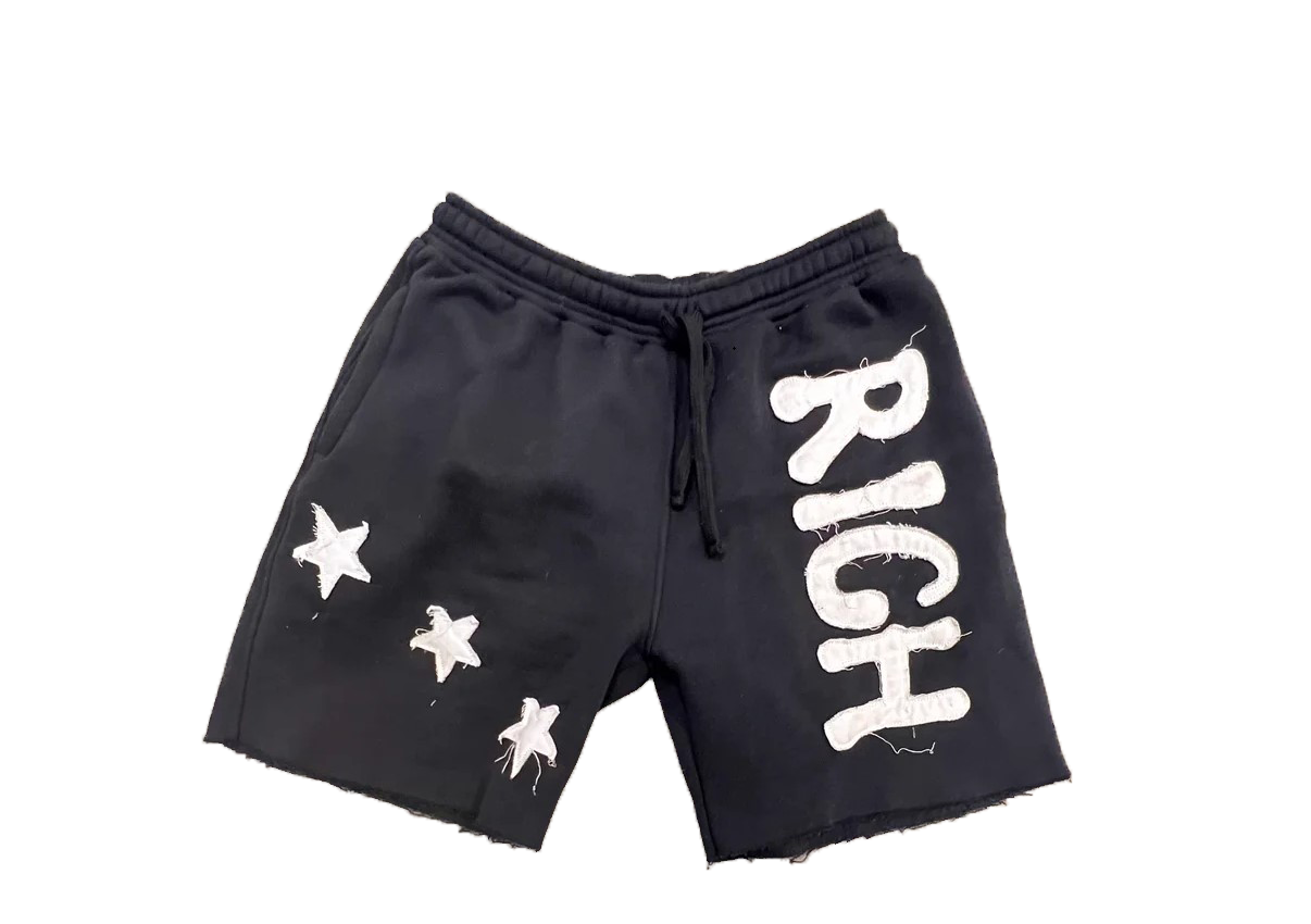 Custom Logo High Quality French Terry Cotton Patch Stitching Shorts Acid Wash Distressed Shorts For Men