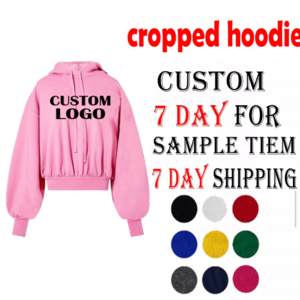 Custom 360 Gsm Cotton cropped hoodie men free sample Y2K Puff Oversize hoodie fashion cropped hoodie men blank