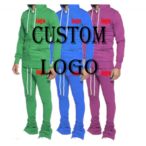 2023 High quality stacked jogging suits  Slim fit  solid color wholesale stacked sweat Tracksuits custom fashion stacked suits