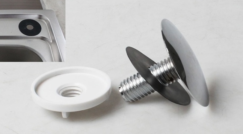 sink basin and bath tap hole chrome stopper with locking back nut; sink & basin tap cover; sink tap hole blanking plug stopper