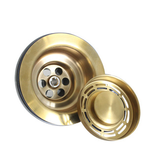 3 1/2"  rose golden kitchen sink basket strainer;  kitchen sink waste drain plug plumbing kit; cabinet sink waste kit accessory