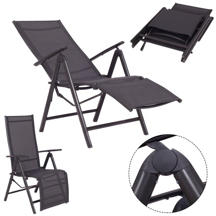 outdoor aluminum foldable garden recliner chair with footrest