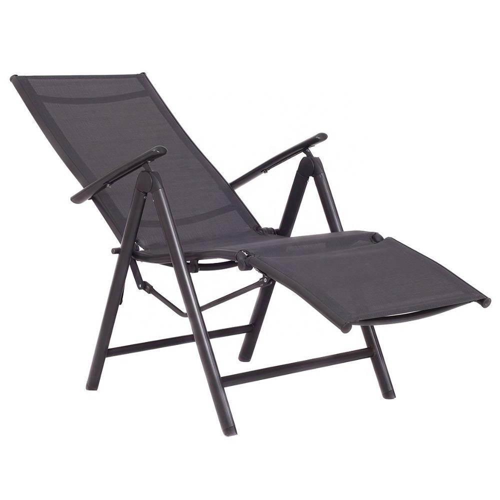 outdoor aluminum foldable garden recliner chair with footrest