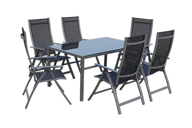 7pcs Outdoor Folding Patio Dining Set With Table, 4 Chairs, Umbrella and Built-In Base