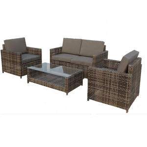 Wholesale outdoor patio wicker rattan furniture set with gray cushion